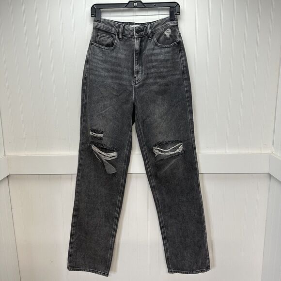 Pacsun Jeans 27 Boyfriend High Rise Gray Denim Womens Distressed 90s Grunge EUC - Picture 1 of 13